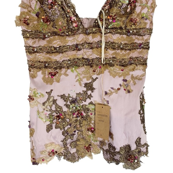 Mandalay Satin Embellished V neck Sleeveless Camisole Top Size 6 NWT - Picture 4 of 8